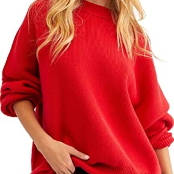 Free People Sweaters - Free People Easy Street Tunic in Strawberry red